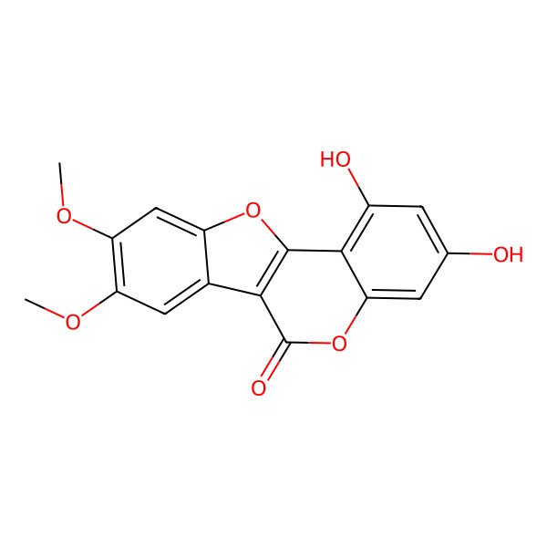 2D Structure of 1,3-Dihydroxy-8,9-dimethoxy-[1]benzofuro[3,2-c]chromen-6-one