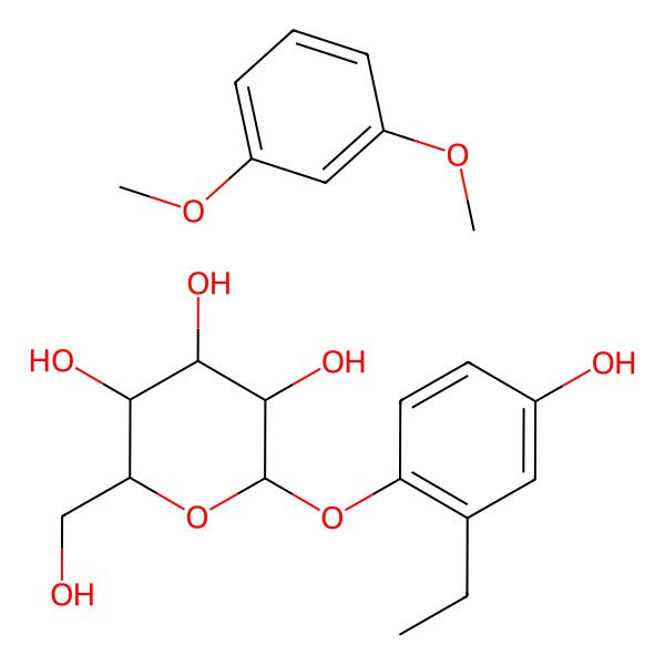 2D Structure of 1,3-dimethoxybenzene;2-(2-ethyl-4-hydroxyphenoxy)-6-(hydroxymethyl)oxane-3,4,5-triol