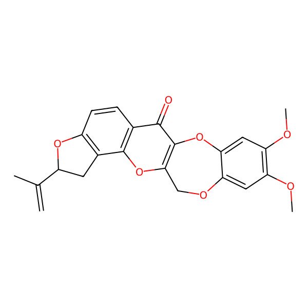 2D Structure of (6R)-17,18-dimethoxy-6-prop-1-en-2-yl-2,7,14,21-tetraoxapentacyclo[11.9.0.03,11.04,8.015,20]docosa-1(13),3(11),4(8),9,15,17,19-heptaen-12-one
