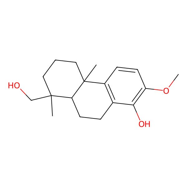 2D Structure of (4bS,8R,8aR)-8-(hydroxymethyl)-2-methoxy-4b,8-dimethyl-5,6,7,8a,9,10-hexahydrophenanthren-1-ol 2D Structure of (4bS,8R,8aR)-8-(hydroxymethyl)-2-methoxy-4b,8-dimethyl-5,6,7,8a,9,10-hexahydrophenanthren-1-ol