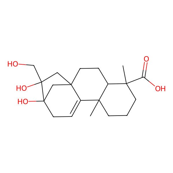 2D Structure of (1S,4S,5R,9R,13S,14S)-13,14-dihydroxy-14-(hydroxymethyl)-5,9-dimethyltetracyclo[11.2.1.01,10.04,9]hexadec-10-ene-5-carboxylic acid