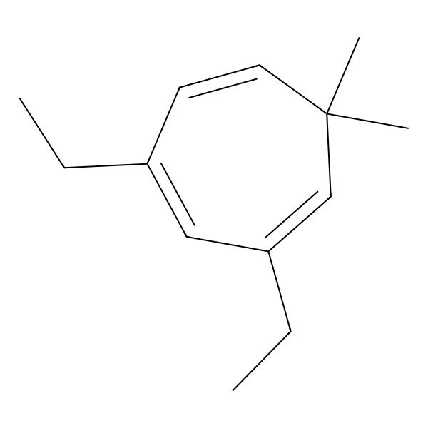 2D Structure of 1,3,5-Cycloheptatriene, 2,4-diethyl-7,7-dimethyl-