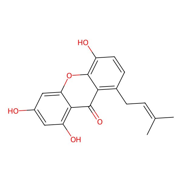 2D Structure of 1,3,5-Trihydroxy-8-(3-methylbut-2-enyl)xanthen-9-one