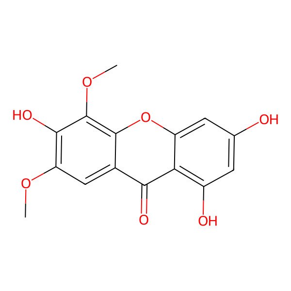 2D Structure of 1,3,6-Trihydroxy-5,7-Dimethoxyxanthen-9-one