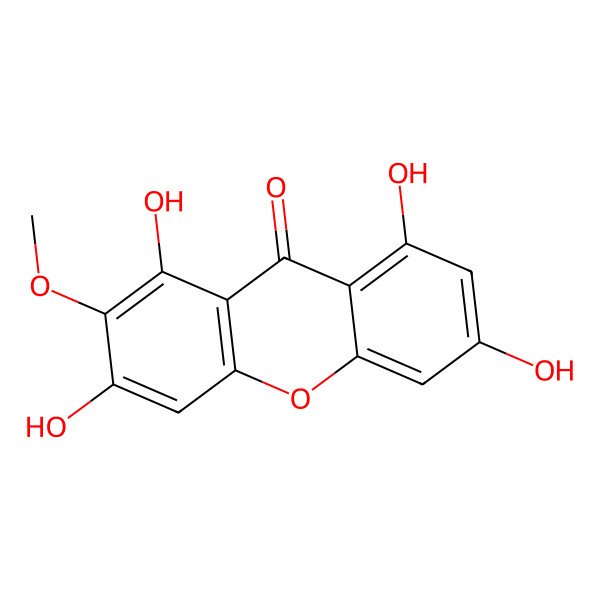 2D Structure of 1,3,6,8-Tetrahydroxy-2-methoxy-9H-xanthen-9-one