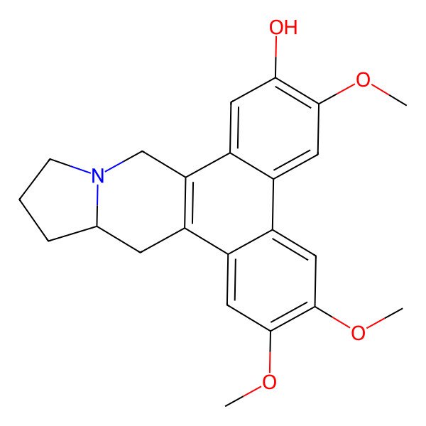 2D Structure of (13aR)-2,3,6-trimethoxy-9,11,12,13,13a,14-hexahydrophenanthro[10,9-f]indolizin-7-ol