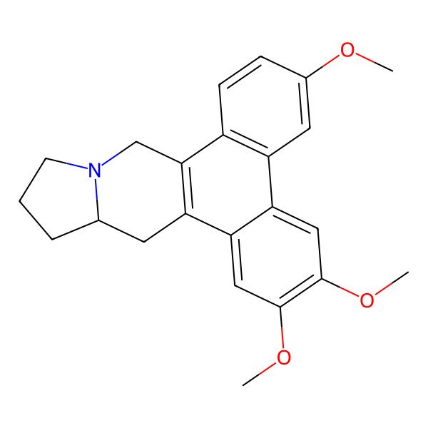 2D Structure of (13aR)-2,3,6-trimethoxy-9,11,12,13,13a,14-hexahydrophenanthro[9,10-f]indolizine