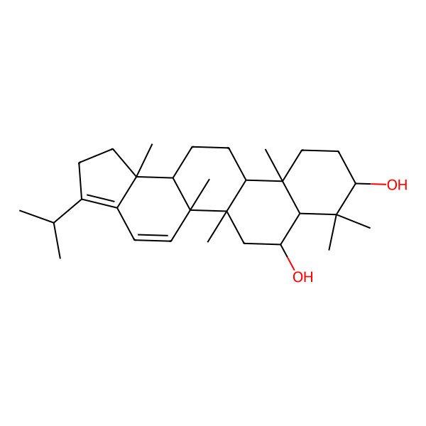 2D Structure of 5a,5b,8,8,11a,13b-Hexamethyl-3-propan-2-yl-1,2,6,7,7a,9,10,11,11b,12,13,13a-dodecahydrocyclopenta[a]chrysene-7,9-diol
