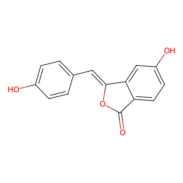 2D Structure of 1(3H)-Isobenzofuranone, 5-hydroxy-3-[(4-hydroxyphenyl)methylene]-