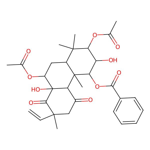 2D Structure of (13R)-1alpha-(Benzoyloxy)-2alpha,8-dihydroxy-3alpha,7alpha-diacetoxypimara-15-ene-11,14-dione