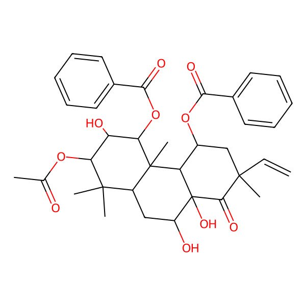 2D Structure of (13R)-1alpha,11alpha-Bis(benzoyloxy)-2alpha,7alpha,8-trihydroxy-3alpha-acetoxypimara-15-ene-14-one