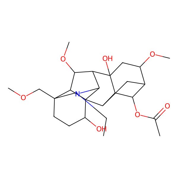 2D Structure of [(1S,2R,3R,4S,5R,6S,8R,9R,10R,13S,16S,17R,18R)-11-ethyl-8,16-dihydroxy-6,18-dimethoxy-13-(methoxymethyl)-11-azahexacyclo[7.7.2.12,5.01,10.03,8.013,17]nonadecan-4-yl] acetate