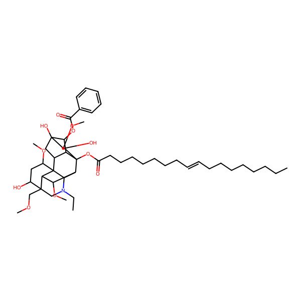 2D Structure of [(1S,2R,3R,4R,5R,6S,7S,8R,9R,10R,13R,14R,16S,17S,18R)-11-ethyl-5,7,14-trihydroxy-6,16,18-trimethoxy-13-(methoxymethyl)-8-[(E)-octadec-9-enoyl]oxy-11-azahexacyclo[7.7.2.12,5.01,10.03,8.013,17]nonadecan-4-yl] benzoate