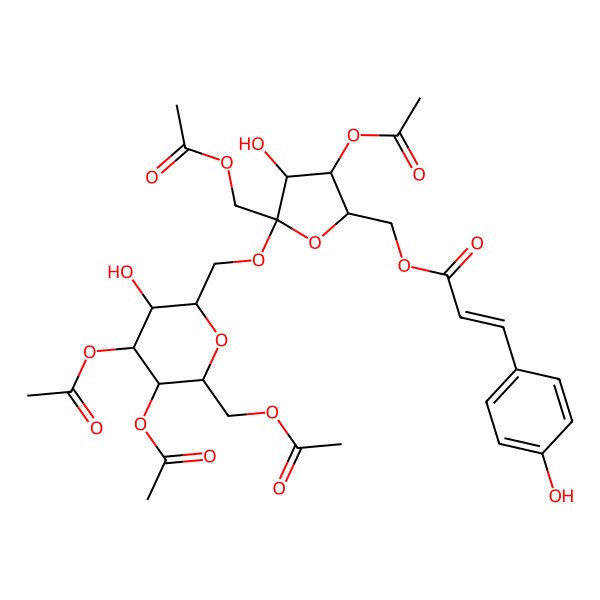 2D Structure of 1,4,3'',4'',6''-penta-O-acetyl-6-O-p-coumaroylsucrose