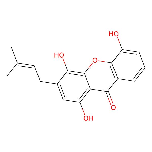 2D Structure of 1,4,5-Trihydroxy-3-prenylxanthone