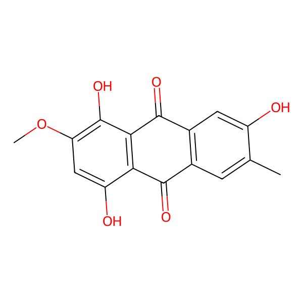 2D Structure of 1,4,7-Trihydroxy-2-methoxy-6-methylanthracene-9,10-dione