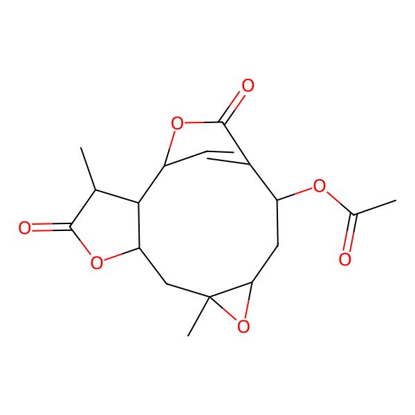 2D Structure of (1R,2R,5S,7R,8S,10S,13R)-2,4-(Oxycarbonyl)-5-acetoxy-7,8-epoxy-8,13-dimethyl-11-oxabicyclo[8.3.0]tridecane-3-ene-12-one