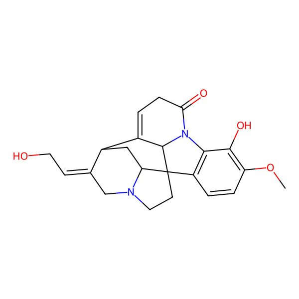 2D Structure of (14Z)-6-hydroxy-14-(2-hydroxyethylidene)-5-methoxy-8,16-diazahexacyclo[11.5.2.11,8.02,7.016,19.012,21]henicosa-2(7),3,5,11-tetraen-9-one