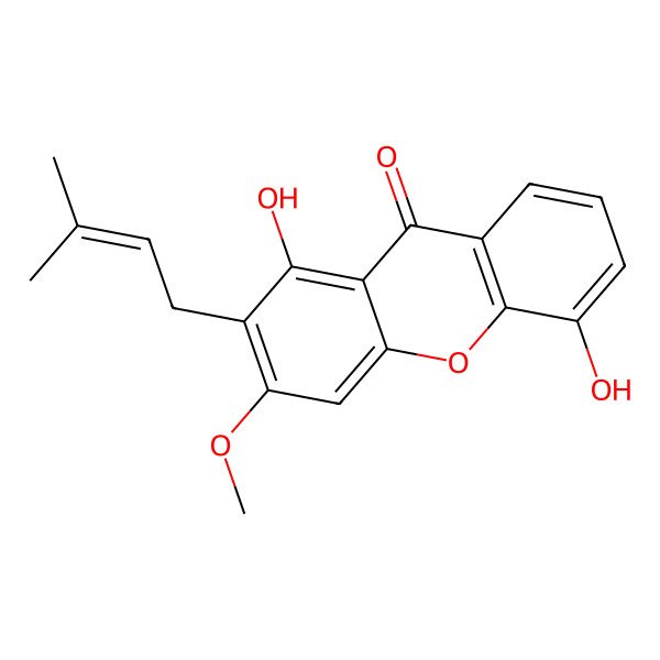 2D Structure of 1,5-Dihydroxy-3-methoxy-2-prenylxanthone