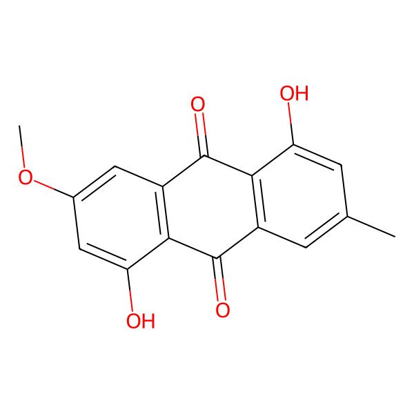 2D Structure of 1,5-Dihydroxy-3-methoxy-7-methylanthracene-9,10-dione