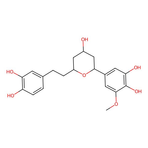 2D Structure of 5-[6-[2-(3,4-Dihydroxyphenyl)ethyl]-4-hydroxyoxan-2-yl]-3-methoxybenzene-1,2-diol