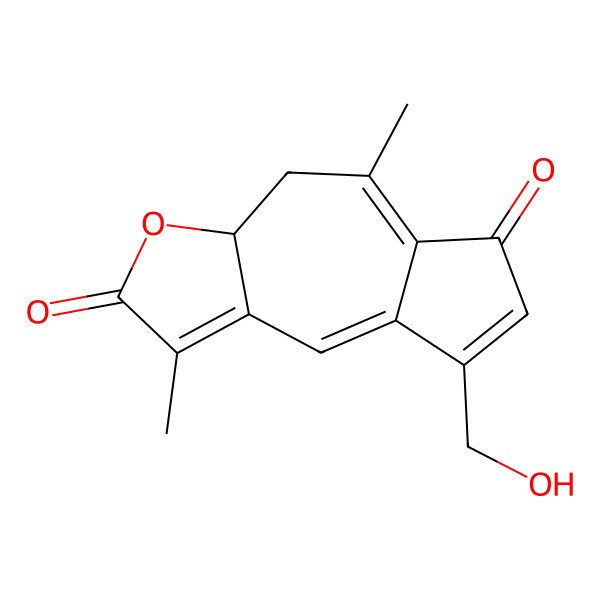 2D Structure of (3aR)-8-(hydroxymethyl)-1,5-dimethyl-3a,4-dihydroazuleno[6,5-b]furan-2,6-dione