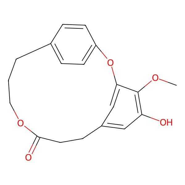 2D Structure of 15-Hydroxy-16-methoxy-2,5-etheno-17,13-metheno-1,9-dioxacycloheptadeca-2,4,14,16-tetraene-10-one