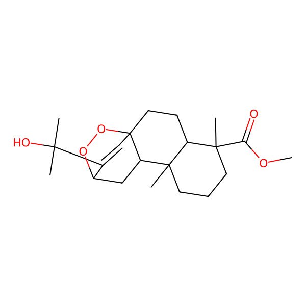 2D Structure of 15-Hydroxy-8alpha,12alpha-epidioxyabieta-13-ene-19-oic acid methyl ester