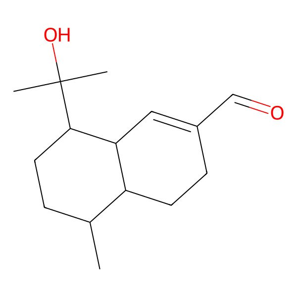 2D Structure of (4aS,5R,8R,8aR)-8-(2-hydroxypropan-2-yl)-5-methyl-3,4,4a,5,6,7,8,8a-octahydronaphthalene-2-carbaldehyde 2D Structure of (4aS,5R,8R,8aR)-8-(2-hydroxypropan-2-yl)-5-methyl-3,4,4a,5,6,7,8,8a-octahydronaphthalene-2-carbaldehyde