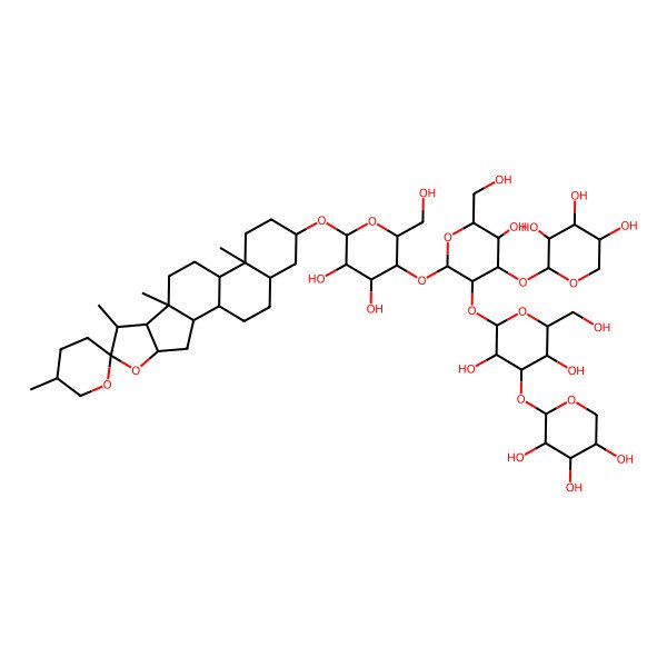 2D Structure of (25R)-3beta-[4-O-[2-O-(3-O-beta-D-Xylopyranosyl-beta-D-glucopyranosyl)-3-O-beta-D-xylopyranosyl-beta-D-glucopyranosyl]-beta-D-galactopyranosyloxy]-5alpha-spirostane