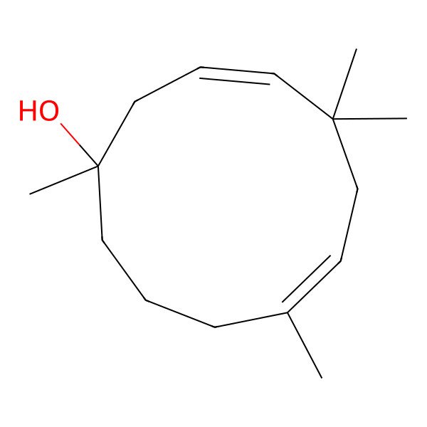 2D Structure of 1,5,5,8-Tetramethyl-3,7-cycloundecadien-1-ol