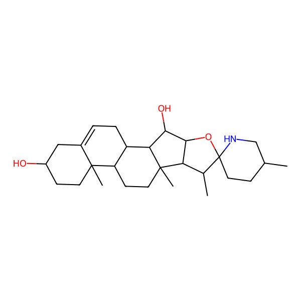 2D Structure of (1R,2S,3R,4R,5'R,6R,7S,8R,9S,12S,13R,16S)-5',7,9,13-tetramethylspiro[5-oxapentacyclo[10.8.0.02,9.04,8.013,18]icos-18-ene-6,2'-piperidine]-3,16-diol