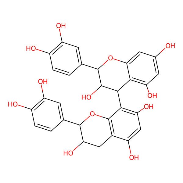 2D Structure of (2S,2'R,3S,3'R,4S)-3,3',4,4'-Tetrahydro-2beta,2'alpha-bis(3,4-dihydroxyphenyl)-4alpha,8'-bi[2H-1-benzopyran]-3beta,3'alpha,5,5',7,7'-hexol