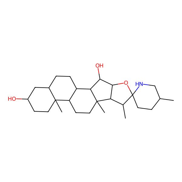 2D Structure of (1R,2S,3S,4R,5'R,6R,7S,8R,9S,12S,13S,16S,18S)-5',7,9,13-tetramethylspiro[5-oxapentacyclo[10.8.0.02,9.04,8.013,18]icosane-6,2'-piperidine]-3,16-diol