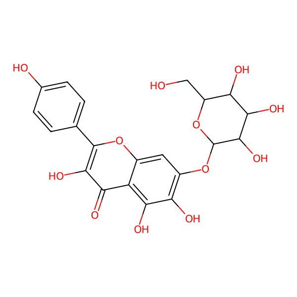 2D Structure of 3,5,6-trihydroxy-2-(4-hydroxyphenyl)-7-[(3R,4S,5S,6R)-3,4,5-trihydroxy-6-(hydroxymethyl)oxan-2-yl]oxychromen-4-one