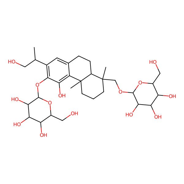 2D Structure of (2R,3R,4S,5S,6R)-2-[[(1S,4aS,10aR)-5-hydroxy-7-[(2S)-1-hydroxypropan-2-yl]-1,4a-dimethyl-6-[(2S,3R,4S,5S,6R)-3,4,5-trihydroxy-6-(hydroxymethyl)oxan-2-yl]oxy-2,3,4,9,10,10a-hexahydrophenanthren-1-yl]methoxy]-6-(hydroxymethyl)oxane-3,4,5-triol
