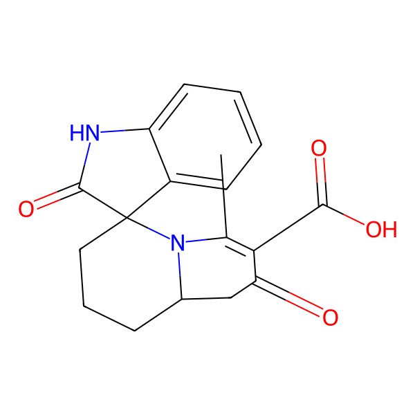 2D Structure of 4'-methyl-2,2'-dioxospiro[1H-indole-3,6'-7,8,9,9a-tetrahydro-1H-quinolizine]-3'-carboxylic acid