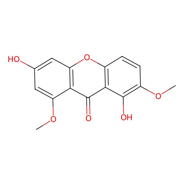 2D Structure of 1,6-Dihydroxy-2,8-dimethoxy-9H-xanthen-9-one