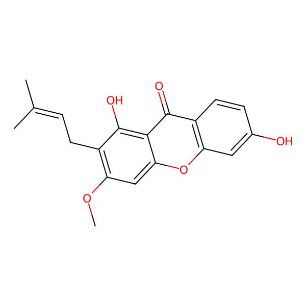 2D Structure of 1,6-Dihydroxy-3-methoxy-2-prenylxanthone
