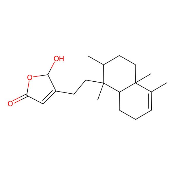 2D Structure of (2S)-3-[2-[(1S,2R,4aR,8aR)-1,2,4a,5-tetramethyl-2,3,4,7,8,8a-hexahydronaphthalen-1-yl]ethyl]-2-hydroxy-2H-furan-5-one