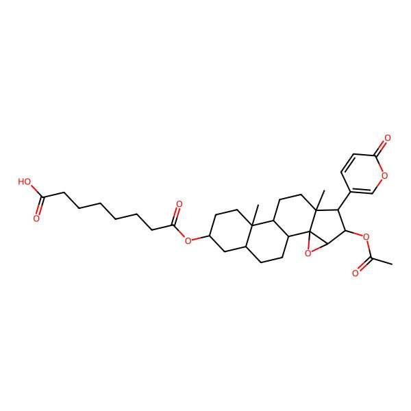 2D Structure of 16beta-Acetyloxy-14,15beta-epoxy-3beta-(7-carboxyheptanoyloxy)-5beta-bufa-20,22-dienolide