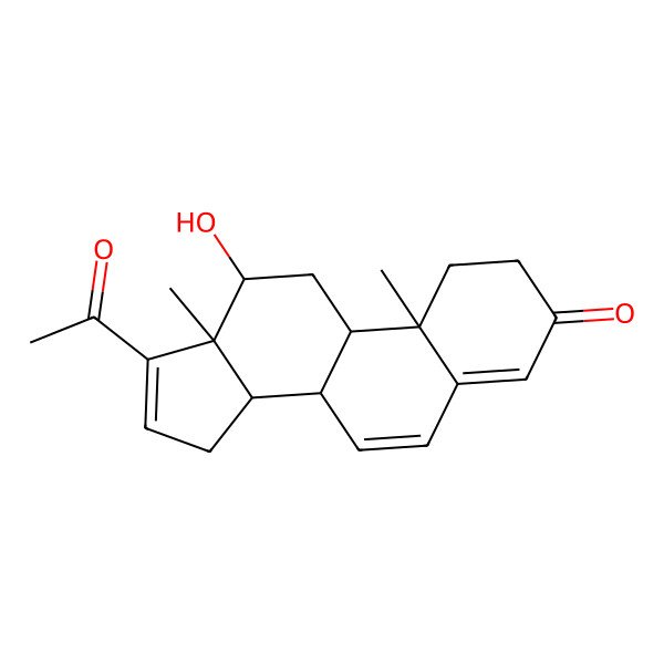 2D Structure of 17-Acetyl-12-hydroxy-10,13-dimethyl-1,2,8,9,11,12,14,15-octahydrocyclopenta[a]phenanthren-3-one