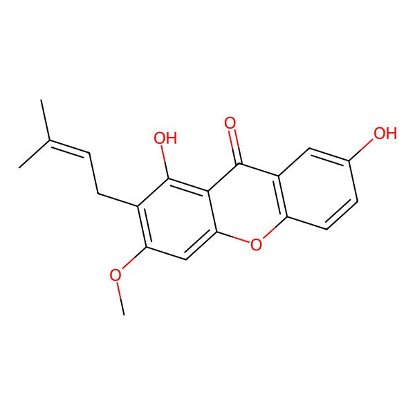 2D Structure of 1,7-Dihydroxy-3-methoxy-2-prenylxanthone