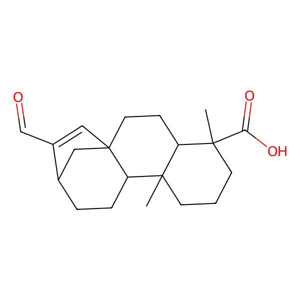 2D Structure of (1S,4S,5S,9S,10S,13R)-14-formyl-5,9-dimethyltetracyclo[11.2.1.01,10.04,9]hexadec-14-ene-5-carboxylic acid