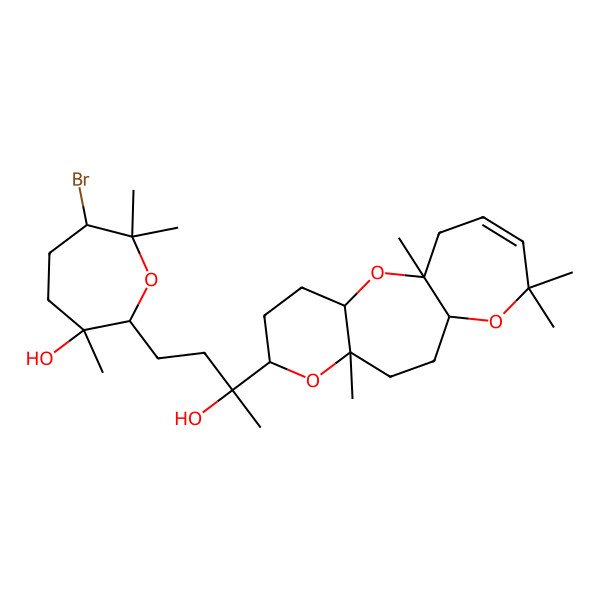 2D Structure of (6R,7S,10R,11S,14R)-2,6,10-Trimethyl-14-[(S)-1-hydroxy-1-methyl-3-(3beta-hydroxy-3,7,7-trimethyl-6beta-bromohexahydrooxepin-2beta-yl)propyl]-2,7:6,11:10,14-triepoxy-3-tetradecene