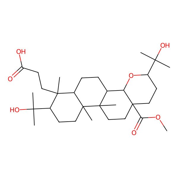 2D Structure of 17,24-Epoxy-25-hydroxy-21-methoxy-3,4-secobaccharane