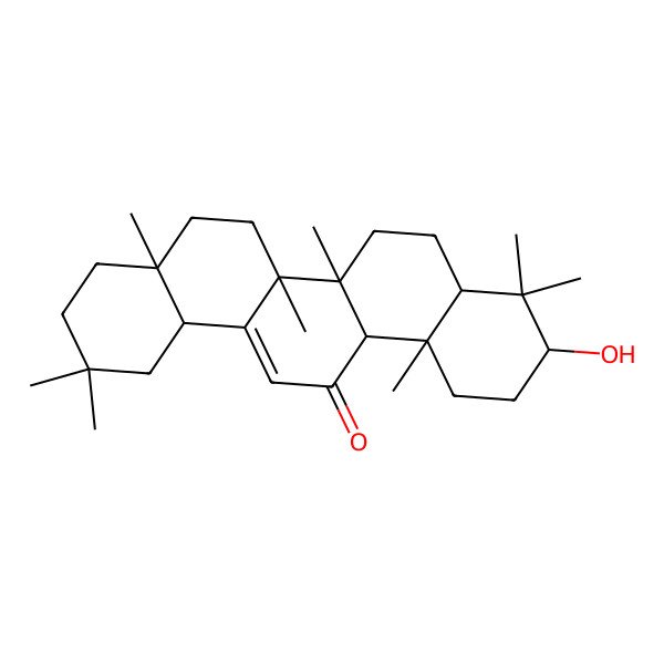 2D Structure of (4aR,6bR,10S,12aS)-10-hydroxy-2,2,4a,6a,6b,9,9,12a-octamethyl-3,4,5,6,6a,7,8,8a,10,11,12,14b-dodecahydro-1H-picen-13-one 2D Structure of (4aR,6bR,10S,12aS)-10-hydroxy-2,2,4a,6a,6b,9,9,12a-octamethyl-3,4,5,6,6a,7,8,8a,10,11,12,14b-dodecahydro-1H-picen-13-one