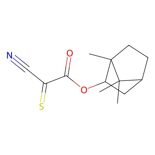 2D Structure of (1,7,7-Trimethyl-2-bicyclo[2.2.1]heptanyl) 2-cyano-2-sulfanylideneacetate