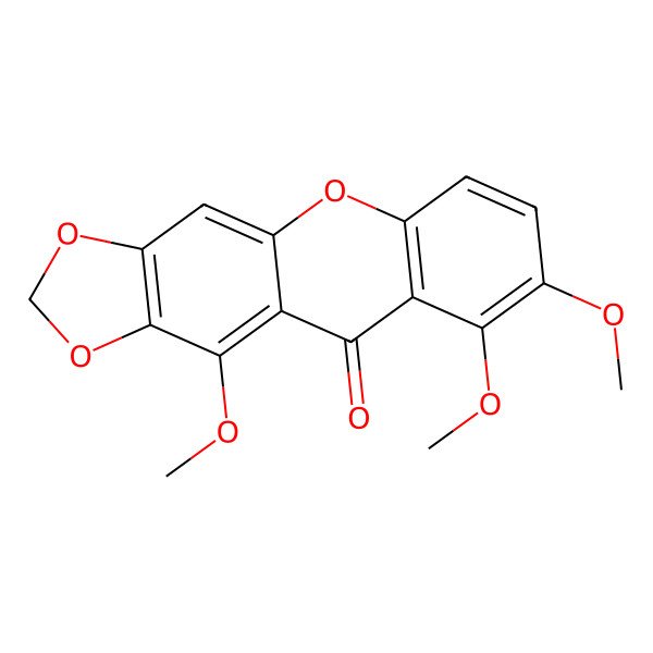 2D Structure of 1,7,8-Trimethoxy-2,3-(methylenebisoxy)xanthone 2D Structure of 1,7,8-Trimethoxy-2,3-(methylenebisoxy)xanthone