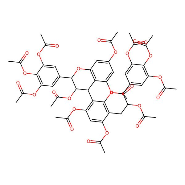 2D Structure of [(2R,3S)-5,7-diacetyloxy-2-(3,4,5-triacetyloxyphenyl)-8-[(2R,3R,4R)-3,5,7-triacetyloxy-2-(3,4,5-triacetyloxyphenyl)-3,4-dihydro-2H-chromen-4-yl]-3,4-dihydro-2H-chromen-3-yl] acetate